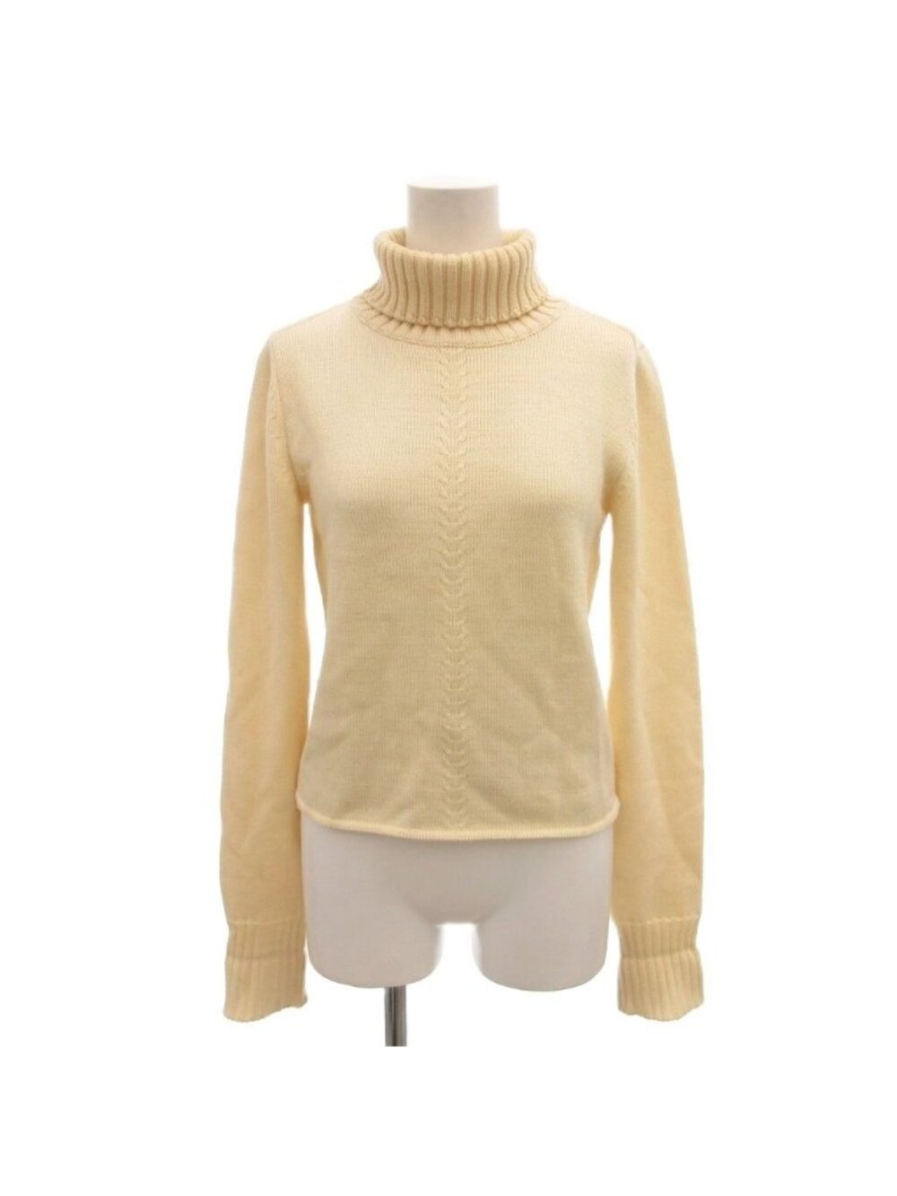 Fendi Maglia Turtleneck Knit Woolmark Long Sleeve Ribbed Ivory Sweater